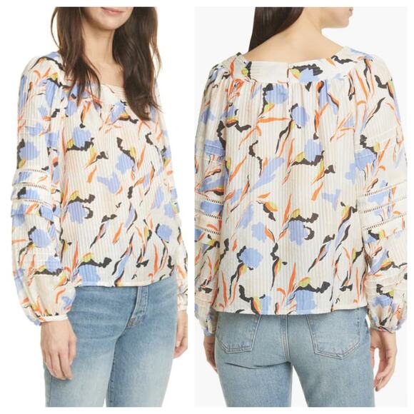 joie Cadby B Cotton & Silk Blouse in Porcelain Print Size M NWT - Picture 1 of 10